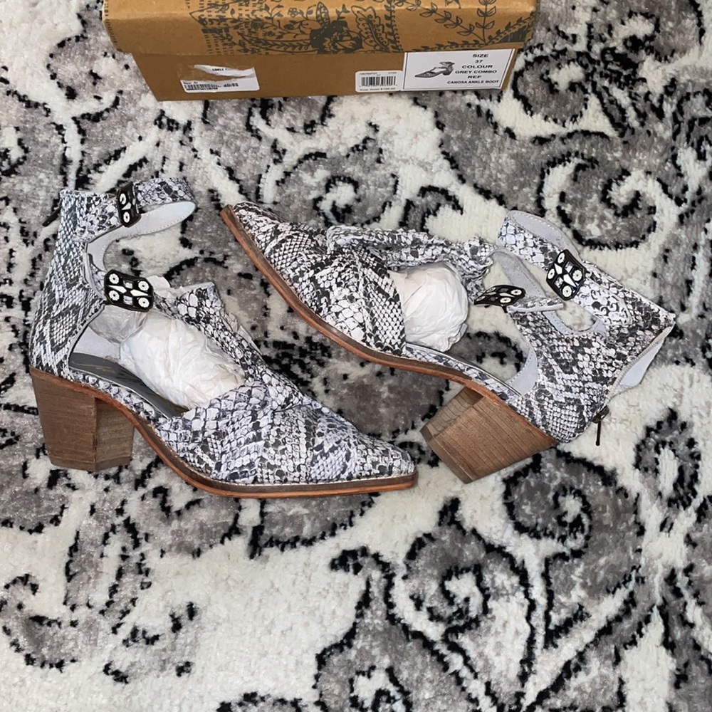 free people canosa ankle boots snake print